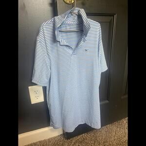 Vineyard Vines Boy's Blue and White Striped Polo Shirt YLg